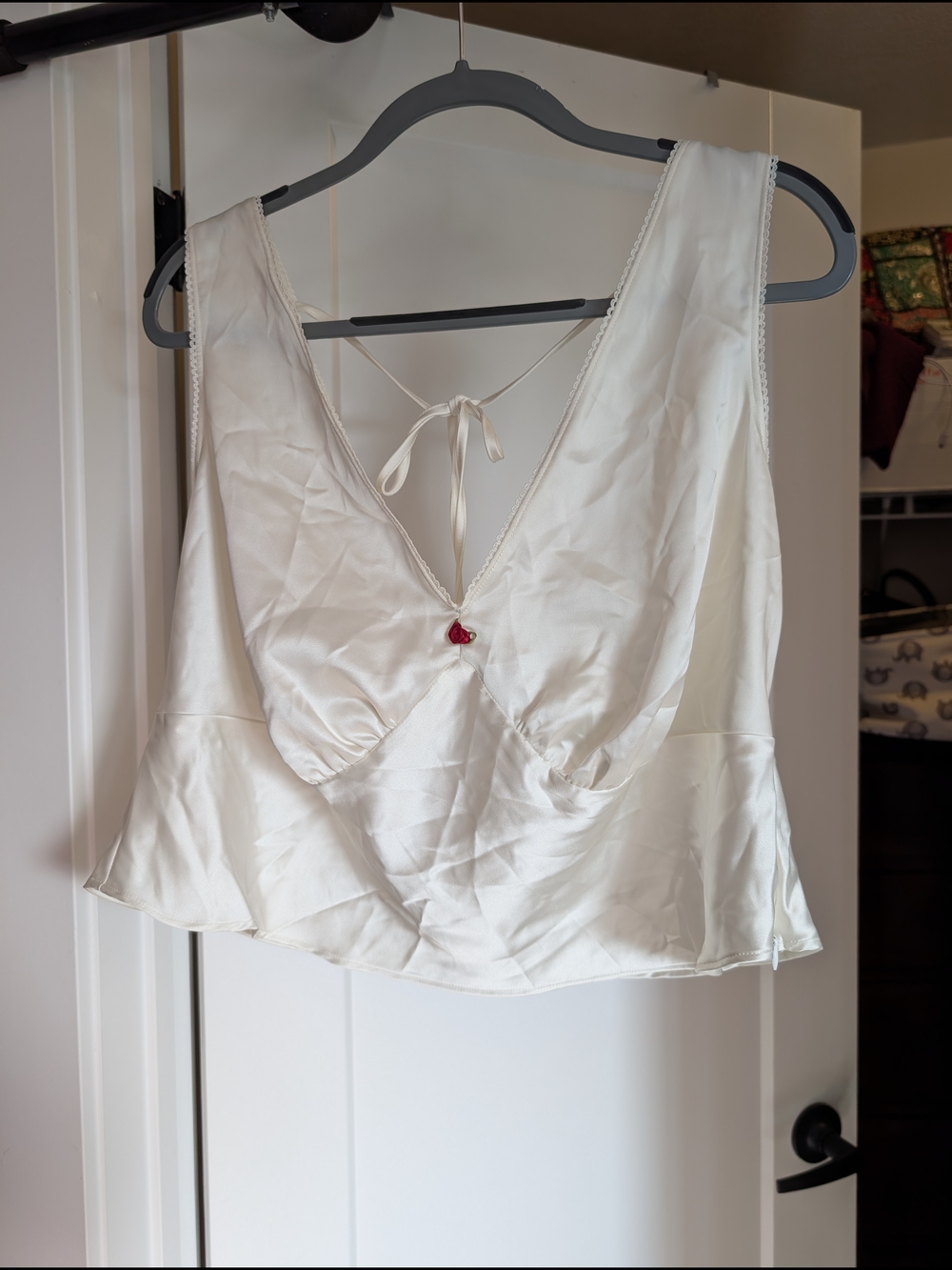 Wild Fable Ivory Satin Crop Top